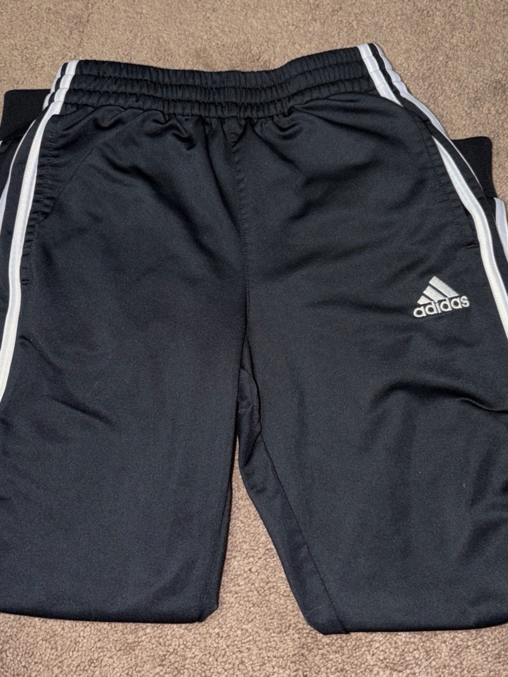 adidas Black Jogger Sweatpants with White Stripes